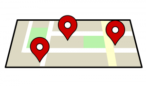 A map with location pins depicting a safety tip for runners