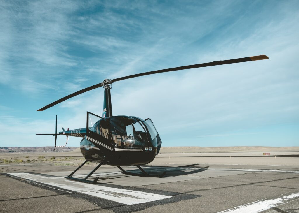 A helicopter that is used to track and locate stolen vehicles in South Africa